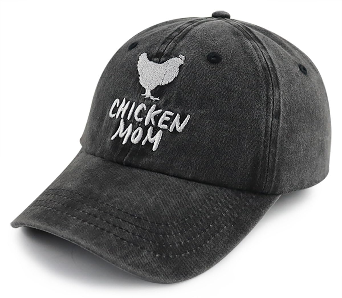 Chicken Hat for Women Mom Mama Mother, Adjustable Cotton Embroidered Farm Hen Baseball Cap, Thanksgiving Mothers Day Birthday Chicken Gifts for Mommy Grandma Chickens Owners Farmer Lover Black