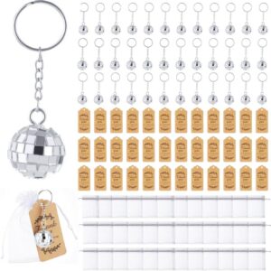 homaisson 108 pcs disco ball keychain, mirror disco balls, disco birthday party decors with organza bags and thank you tags