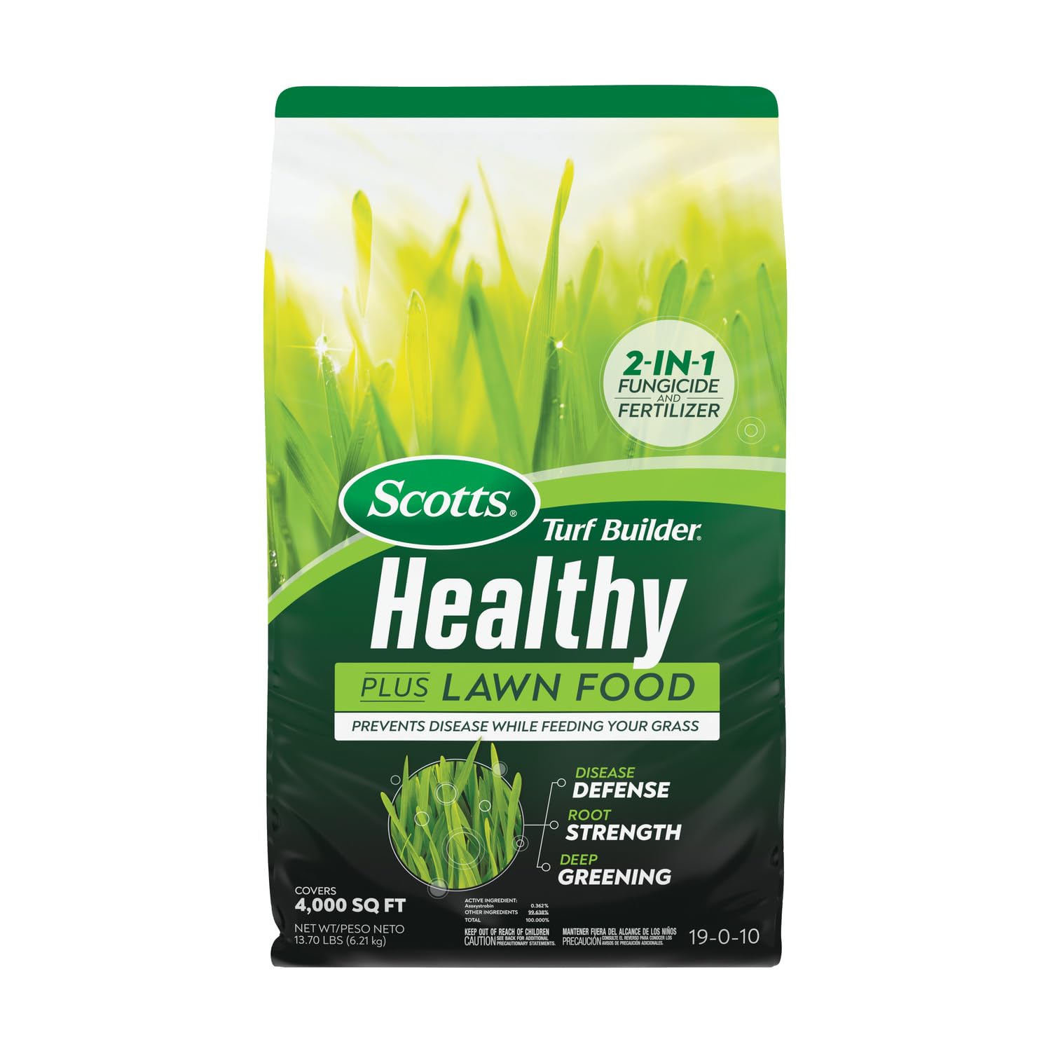 Scotts Turf Builder Healthy Plus Lawn Food, 2-in-1 Fungicide and Fertilizer, Helps Grass Withstand Summer Stress, 4,000 sq. ft., 13.70 lbs.