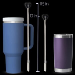 Lipzi - Anti Wrinkle Straw - Stainless-Steel anti-wrinkle drinking straws, Reusable Straws with Cleaning Brush - Eco-Friendly Vs Plastic - Two 40 oz Tumbler Compatible Straws - 4 Straws Total