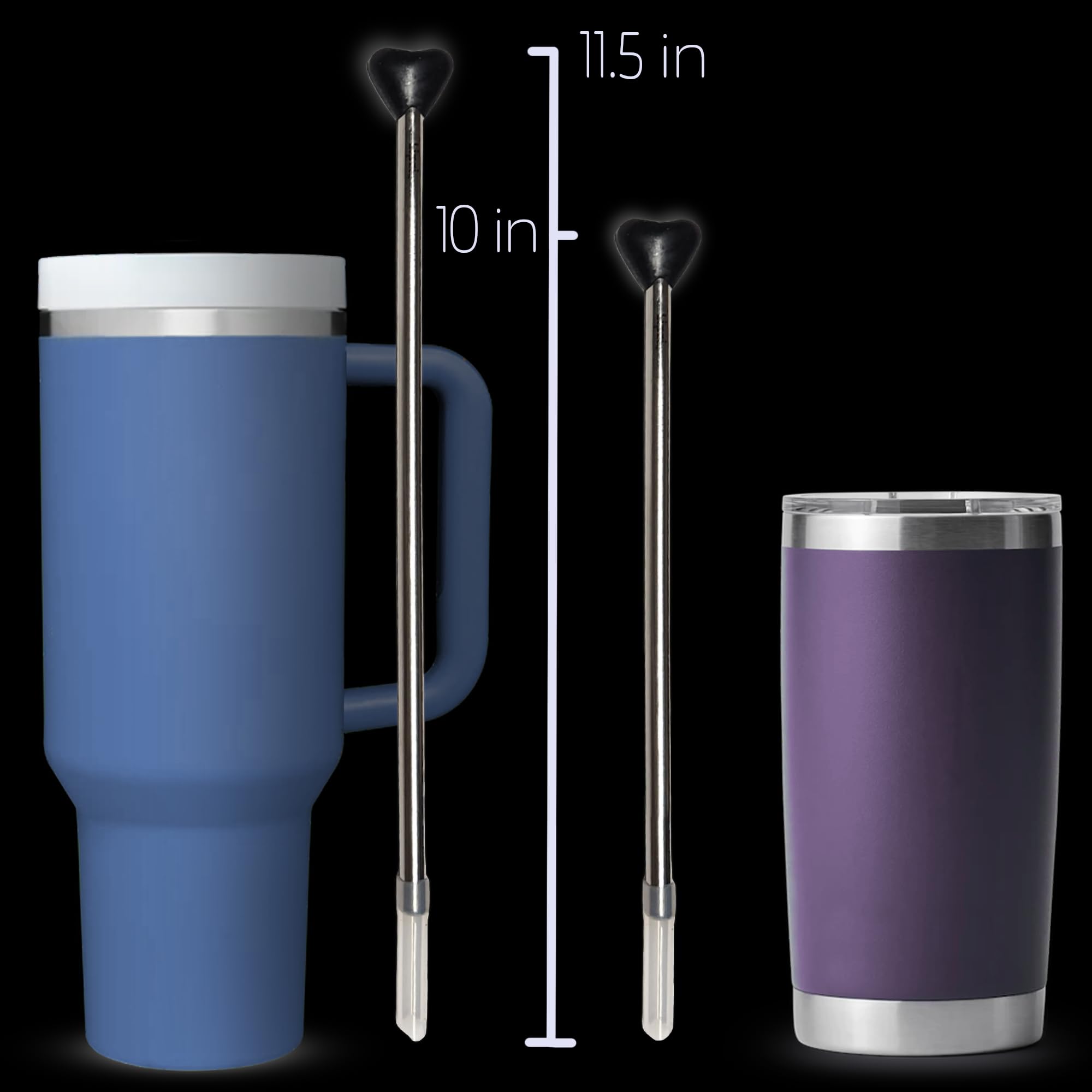 Lipzi - Anti Wrinkle Straw - Stainless-Steel anti-wrinkle drinking straws, Reusable Straws with Cleaning Brush - Eco-Friendly Vs Plastic - Two 40 oz Tumbler Compatible Straws - 4 Straws Total