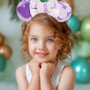 WW-WONDERFULWORLD Mouse Ears Birthday Headbands With Shiny Sequins Diamond Decoration, for Girls Costume Cosplay Glitter Party, for Kids & Adult, Purple; BR-1