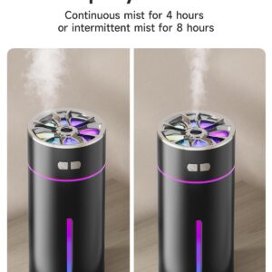 Car Diffuser Humidifier with Colorful Light, Auto Shut-Off, 2 Mist Modes, Car Diffusers for Essential Oils, USB Mini Humidifier for Car, Office Destop, Bedroom (Black)