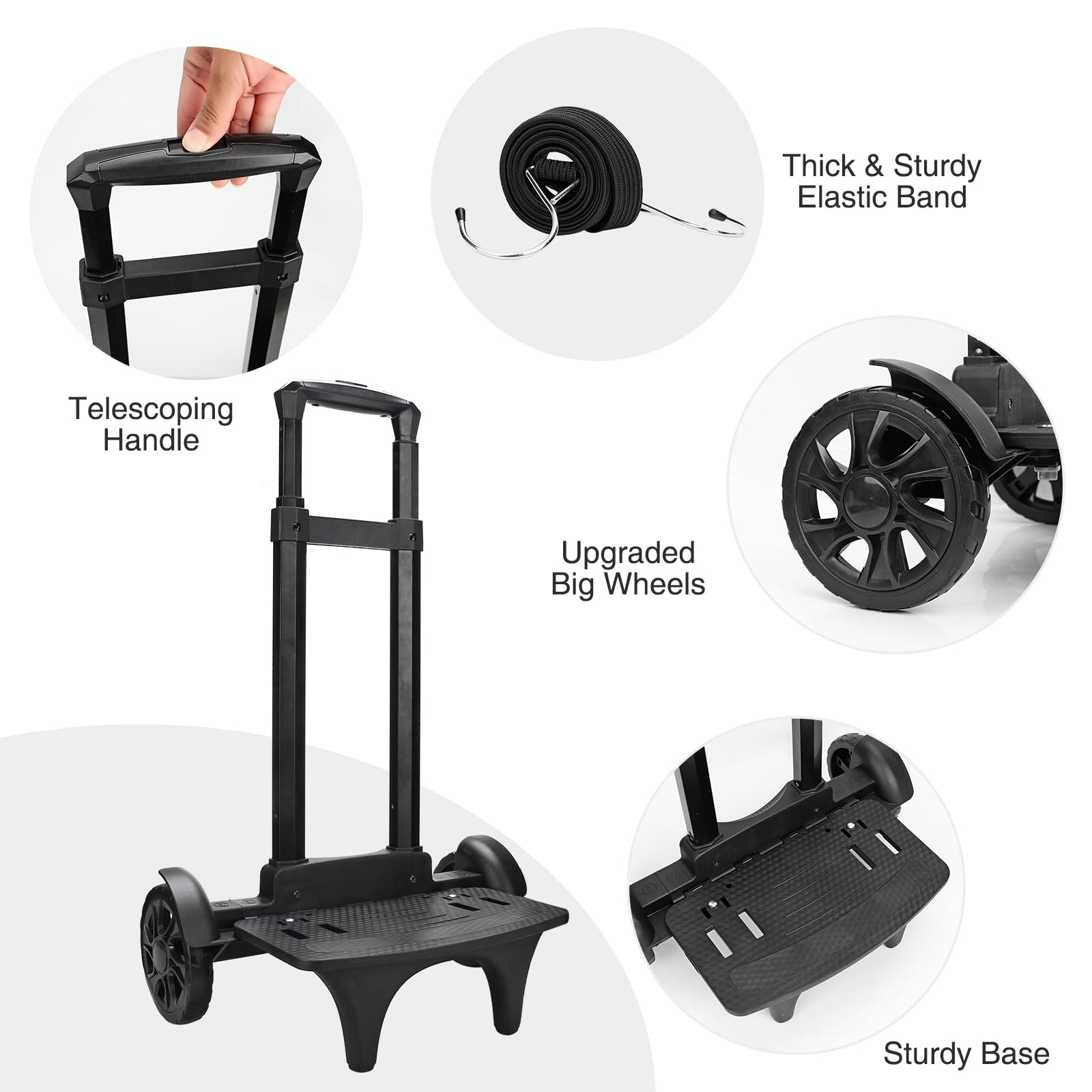 Relavel Folding Hand Truck, Lightweight Dolly Cart with 2 Big Wheels, Easier to Climb Stairs, Foldable Luggage Cart Perfect for Makeup Artists, Suitable for Moving Extra Large Makeup Case Backpack