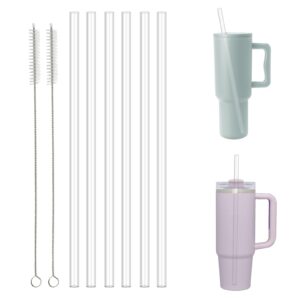 reusable straws for 40 oz tumbler,plastic replacement straws for stanley cup, for simple modern 40 oz tumbler,6 pack clear straws with 2 straw cleaner brush (12.2 inch for stanley 40oz)