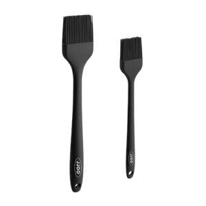 2pcs silicone basting pastry brush, jjoo heat resistant food cooking brush for oil, sauce, baking, bbq and grill, bpa free, dishwasher safe (2pack, black)