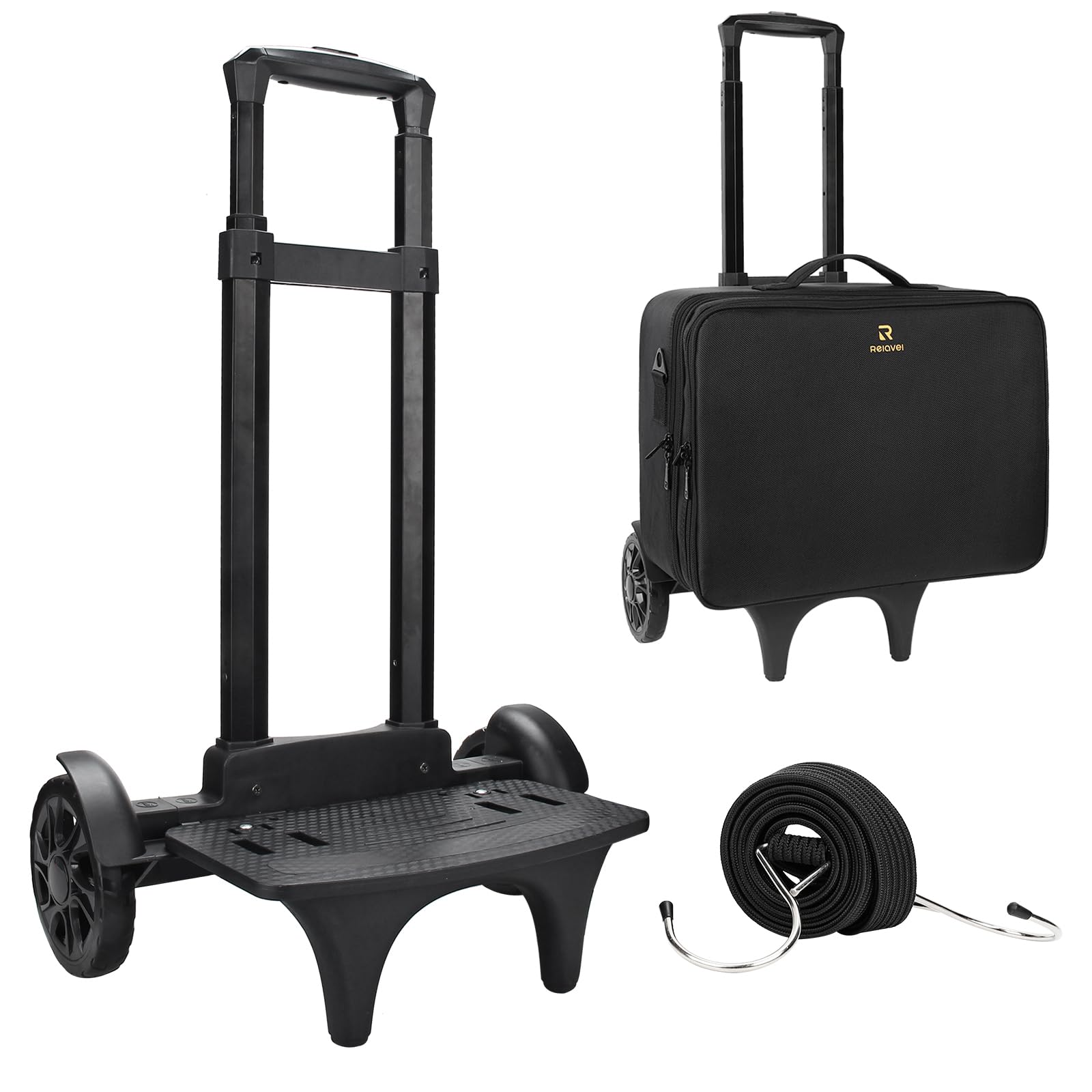 Relavel Folding Hand Truck, Lightweight Dolly Cart with 2 Big Wheels, Easier to Climb Stairs, Foldable Luggage Cart Perfect for Makeup Artists, Suitable for Moving Extra Large Makeup Case Backpack