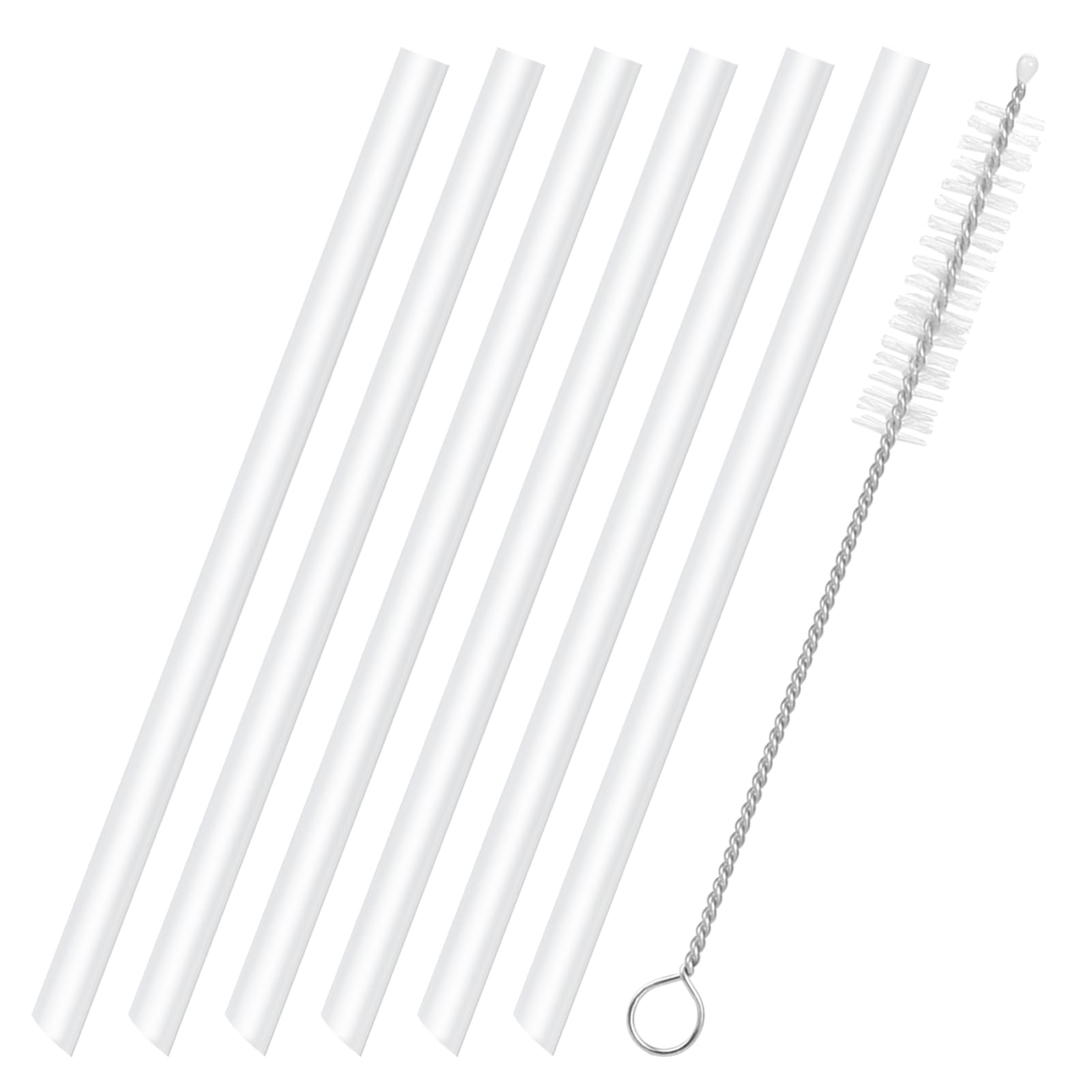 Replacement Straws Compatible with 20oz Stanley IceFlow Stainless Steel Tumbler with Straw-The IceFlow Straw Replacement-Accessories Set Include 6 Hard Straws,1Cleaning Brush