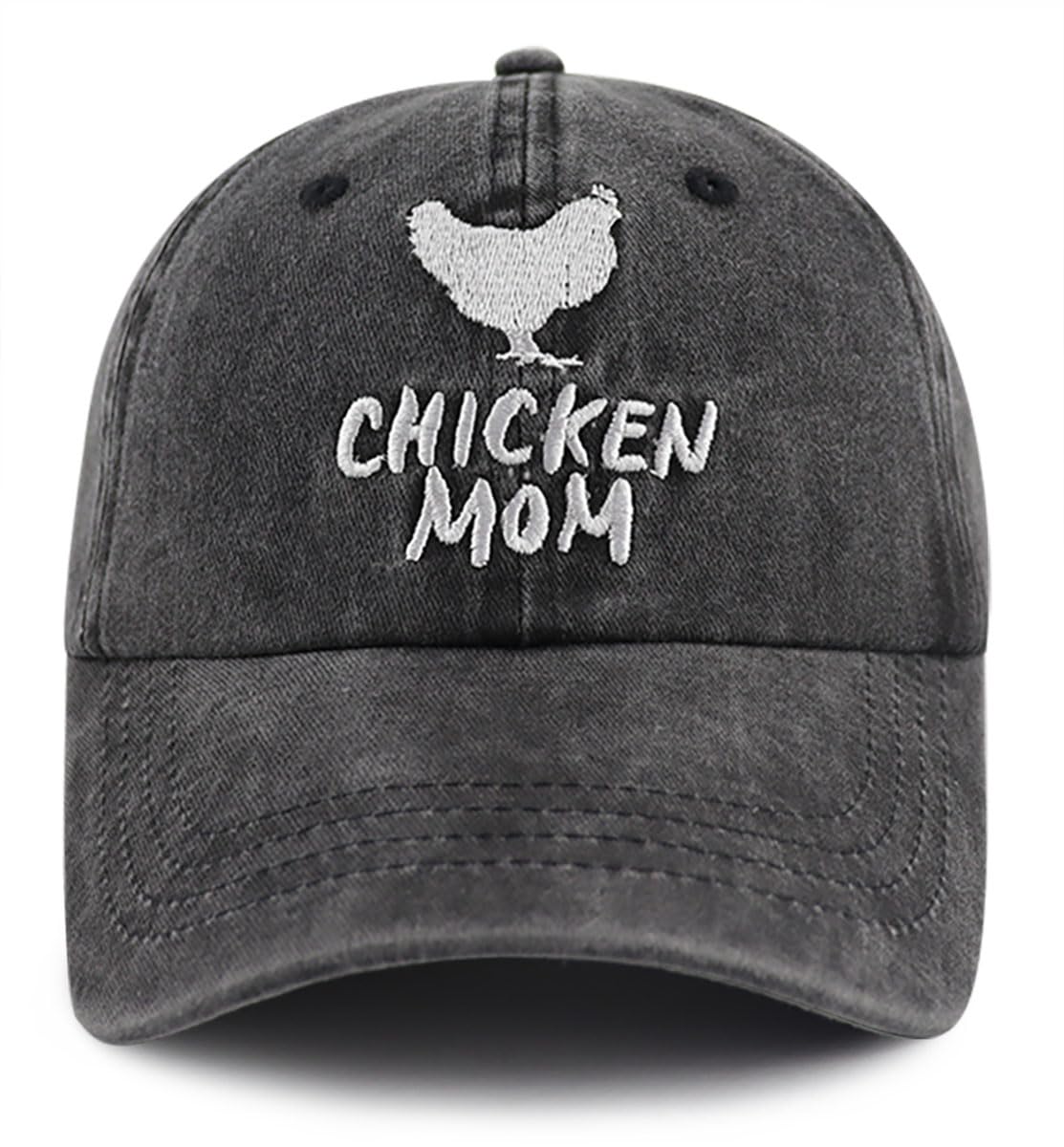 Chicken Hat for Women Mom Mama Mother, Adjustable Cotton Embroidered Farm Hen Baseball Cap, Thanksgiving Mothers Day Birthday Chicken Gifts for Mommy Grandma Chickens Owners Farmer Lover Black