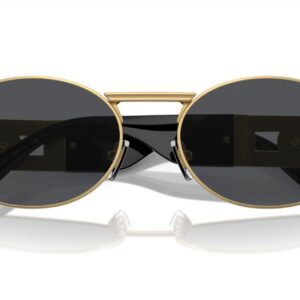 Versace Unisex Sunglasses Matte Gold Frame, Dark Grey Lenses, 56MM