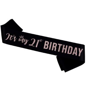 it’s my 21st birthday sash,21st birthday sash decor,glitter 21st birthday gifts for women,happy 21st birthday party decorations