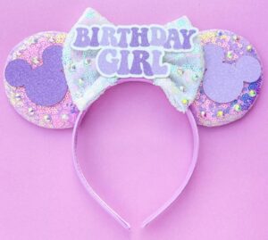 ww-wonderfulworld mouse ears birthday headbands with shiny sequins diamond decoration, for girls costume cosplay glitter party, for kids & adult, purple; br-1