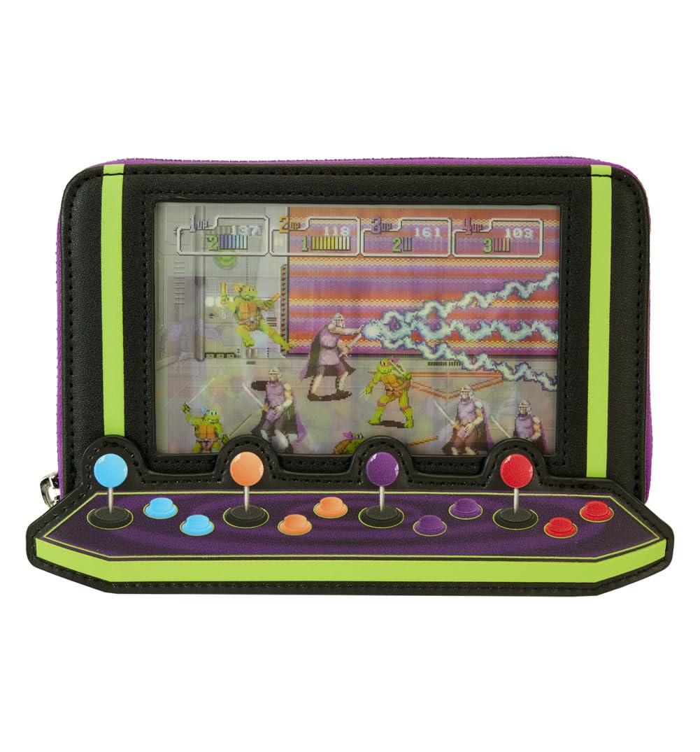 Loungefly Teenage Mutant Ninja Turtles 40th Anniversary Vintage Arcade Lenticular Zip Around Wallet