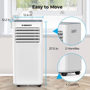 Renogy 8,000 BTU Portable Air Conditioners, WiFi Enabled, Remote Control, Cooling, Dehumidifier, Fan & Sleep Modes 4-in-1 Portable AC, Cools Up To 300 sq. ft, White