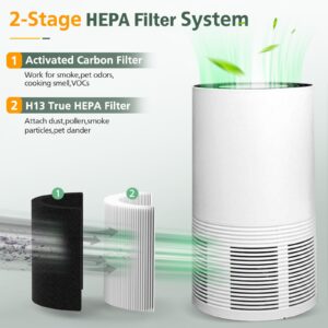 2 Pack H13 True HEPA Replacement Filter Compatible with Crane EE-5068 Air Purifier, Part Number HS-1946