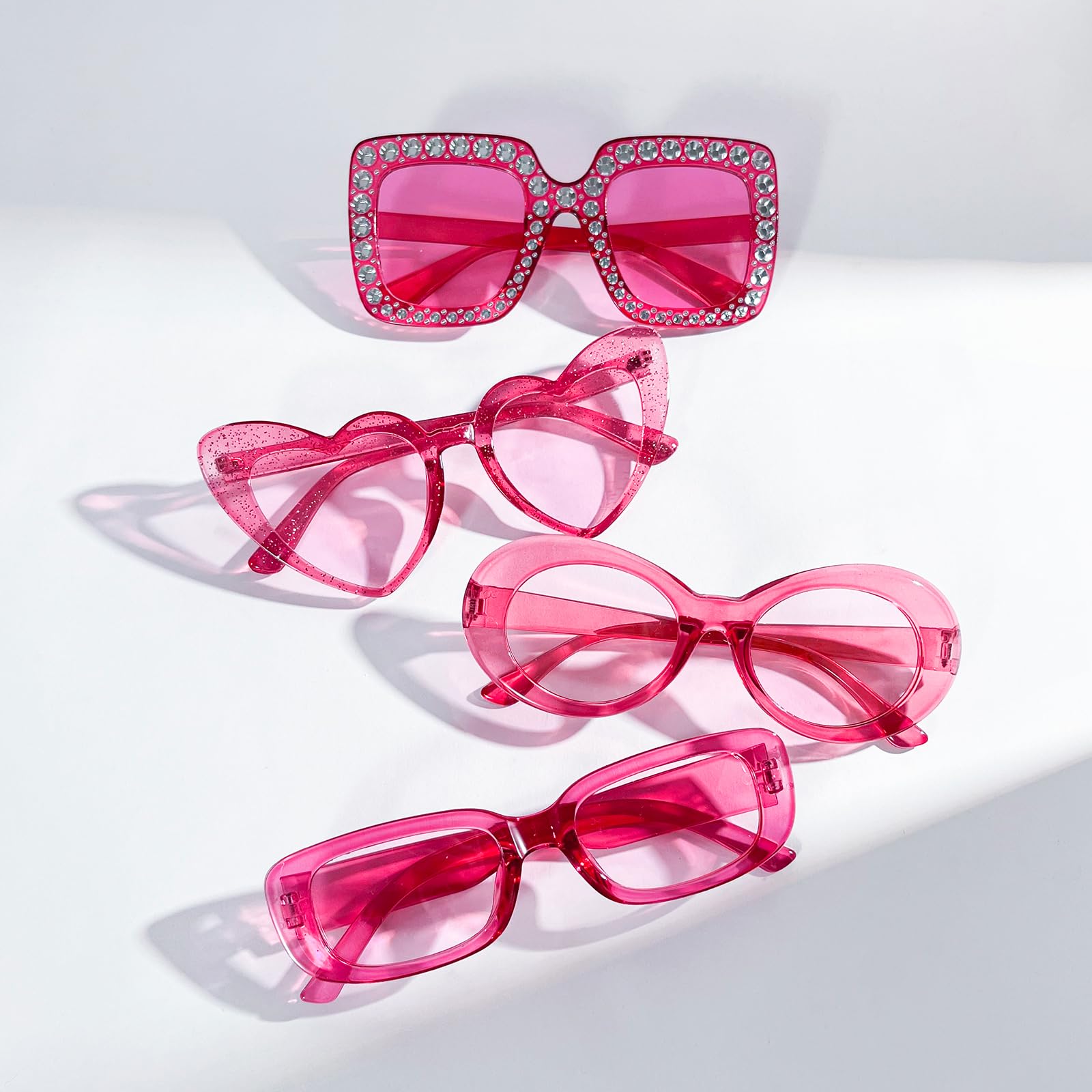 Matcheck 8 Pack Mixed Hotpink Clear Color Sunglasses Classic Retro Party Favors Eyewear Costume Accessories Bulk Glasses for Women