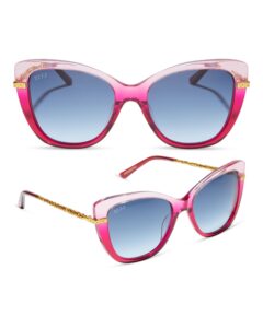 diff harry potter hermione granger 2.0 square sunglasses for women uv400 protection, ombre pink + blue bell gradient