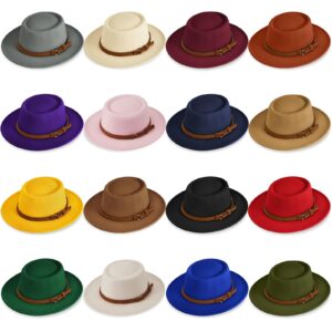 hercicy felt hats for women with wide brim panama hats for burning boho hat pork pie hat with belt vintage jazz hat