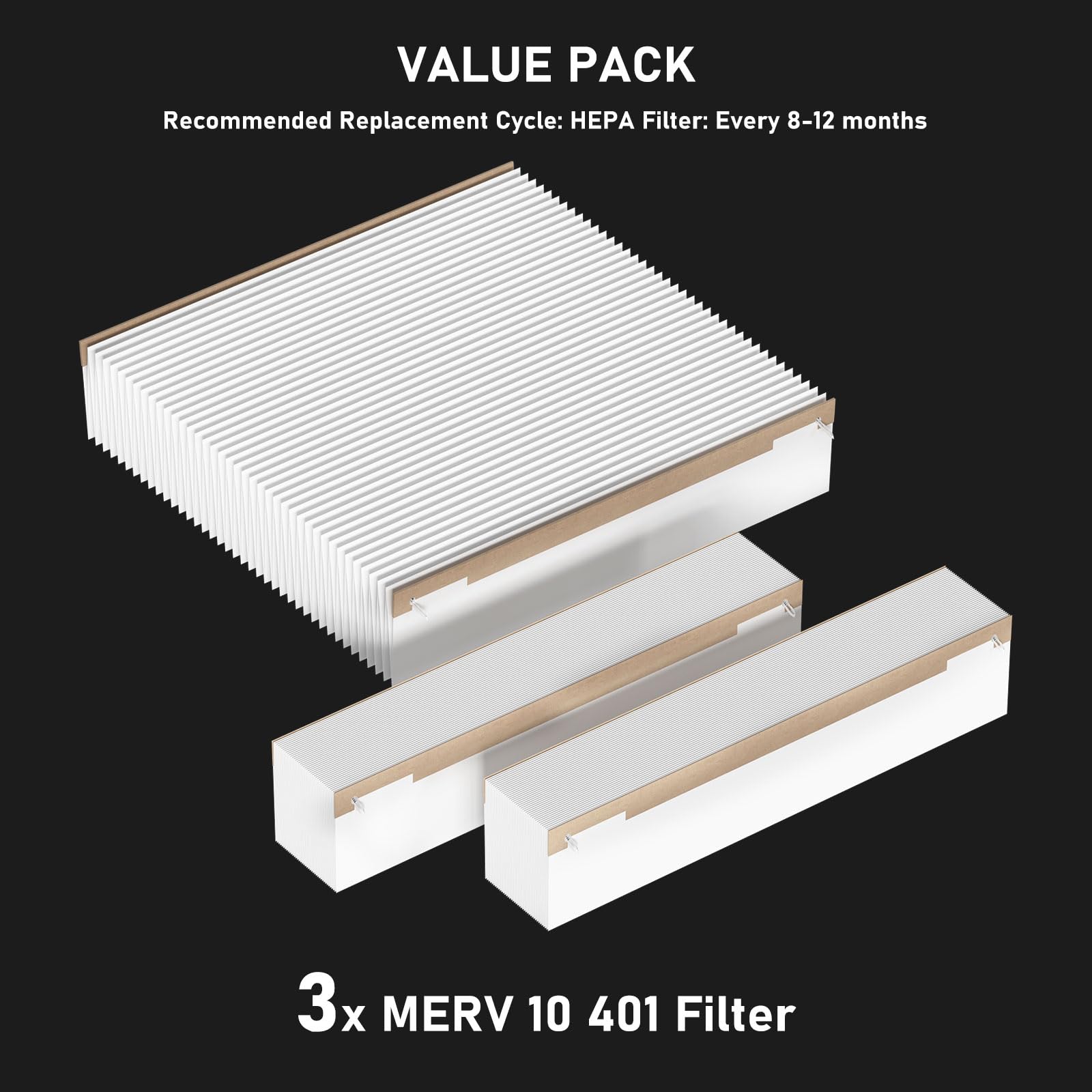 Carmerny 3 Pack 401 Furnace Filter Replacement Compatible with AprilAire 2400, Space-Gard 2400 Whole-House Air Cleaner Purifiers - MERV 13, 16x25x6 Air Filter