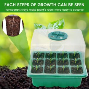 MYMULIKE Seed Starter Tray, 5PCS Seed Starter Kit with Humidity Dome, Seedling Starter Tray 60 Cells Total, Mini Greenhouse for Indoor Plants, Indoor Germination Kit (Seed Starter Tray)