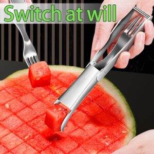 FANTEXY Watermelon Slicer Cutter, 2-in-1 Watermelon Cutter Slicer Tool Watermelon Fork Slicer Cutter Fruit Cutter Tools Stainless Steel Fruit Fork Camping Kitchen Gadgets