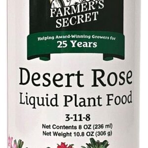 Farmer's Secret Desert Rose Liquid Plant Food Fertilizer (8oz) - Super Concentrated - Promote Flowering and Trunk Growth - 3:11:8 Ratio