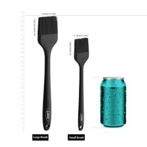 2PCS Silicone Basting Pastry Brush, JJOO Heat Resistant Food Cooking Brush for Oil, Sauce, Baking, BBQ and Grill, BPA Free, Dishwasher Safe (2Pack, Black)