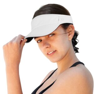 gadiemkensd foldable sport sun visor hats sun caps upf50+ lightweight ponytail adjustable hat for golf tennis beach running hiking football white