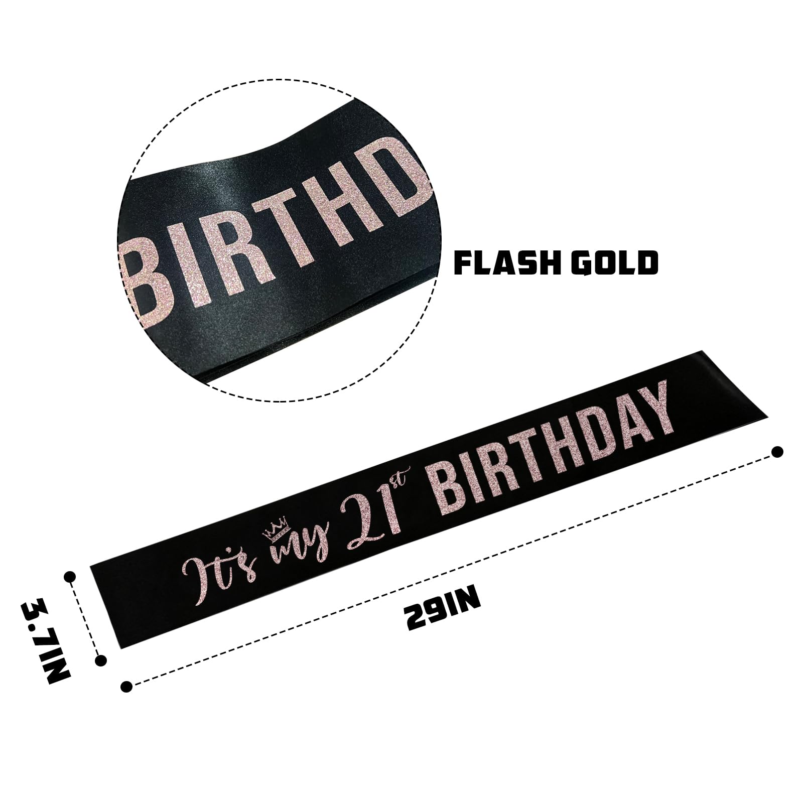 It’s My 21st Birthday Sash,21st Birthday Sash Decor,Glitter 21st Birthday Gifts for Women,Happy 21st Birthday Party Decorations