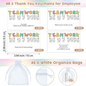 Ecation 48 Sets Teamwork Appreciation Gifts Wooden Puzzle Keychains Employee Staff Inspirational Cards Bags Team Thank You Gifts