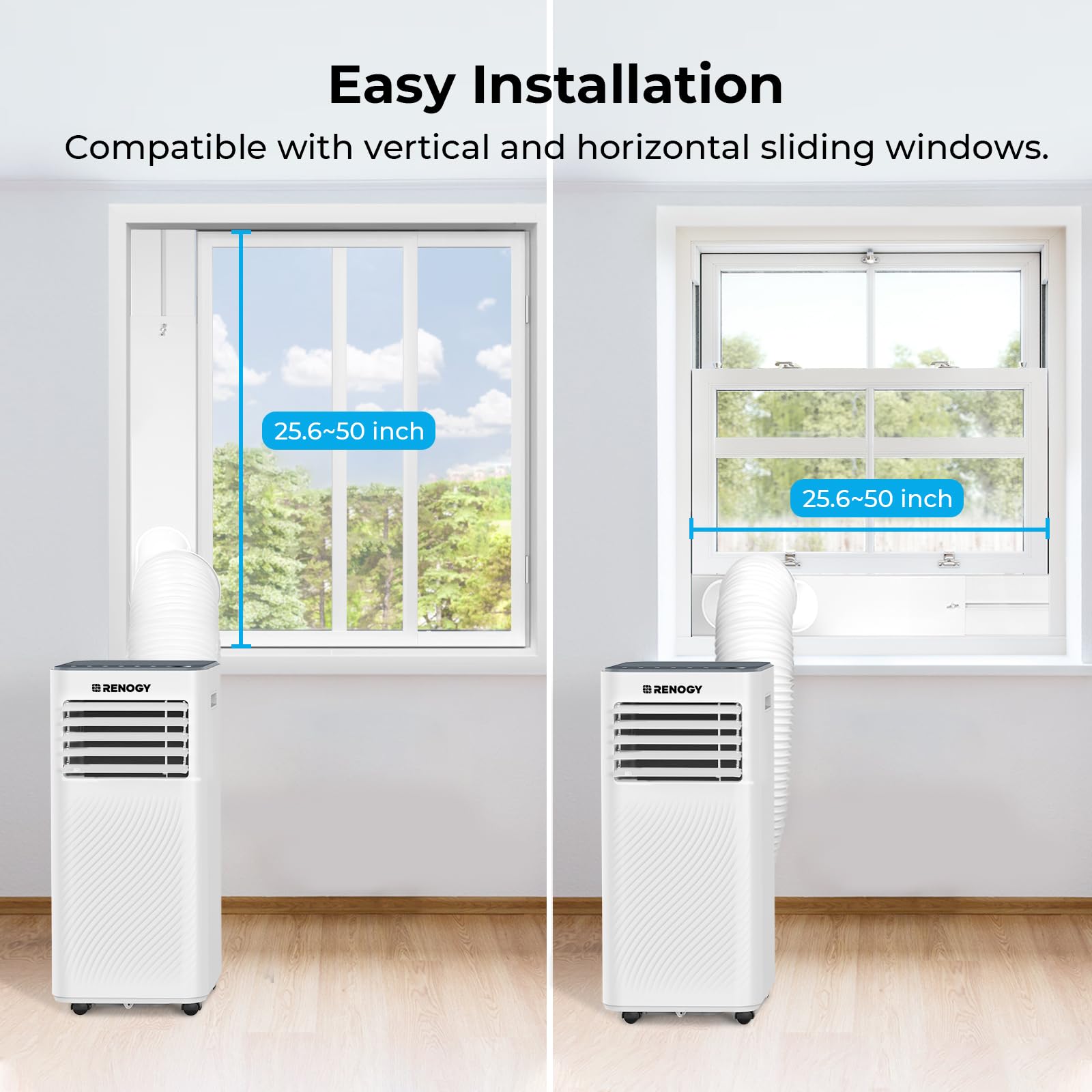 Renogy 8,000 BTU Portable Air Conditioners, WiFi Enabled, Remote Control, Cooling, Dehumidifier, Fan & Sleep Modes 4-in-1 Portable AC, Cools Up To 300 sq. ft, White