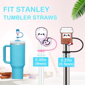 Nursing Straw Covers Cap 12 Pcs for Stanley Cup 30&40 Oz, Tumbler, Water Bottle Silicone Straw Topper Fits 10mm Reusable Straws, Cute Straw Tips Cover