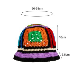 Women Crochet Hat Floral Crochet Bucket Hat Knitted Hats Fish Hat Travel Outdoor Handmade Knit Hats Fishing Hat Beach Hat Colorful