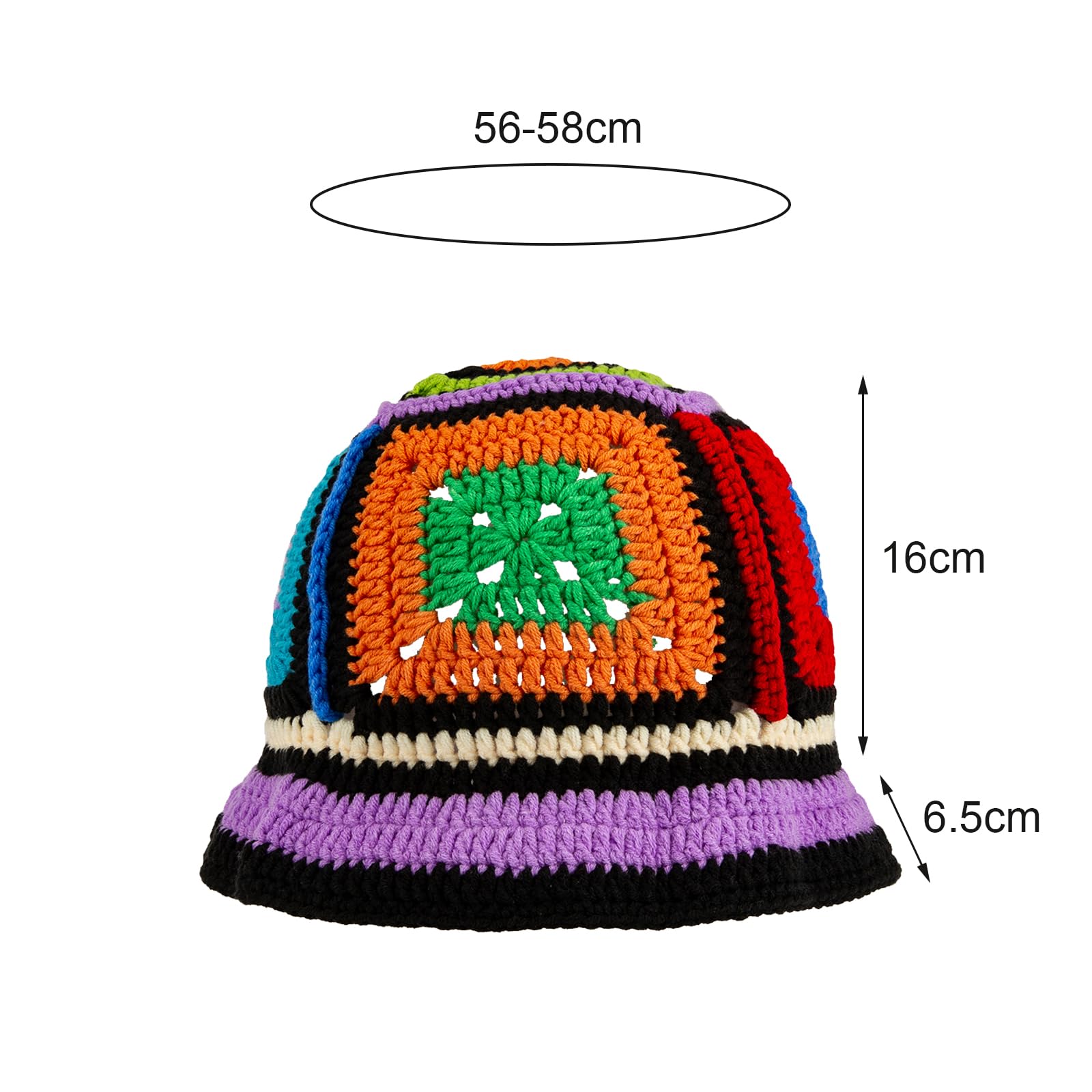 Women Crochet Hat Floral Crochet Bucket Hat Knitted Hats Fish Hat Travel Outdoor Handmade Knit Hats Fishing Hat Beach Hat Colorful