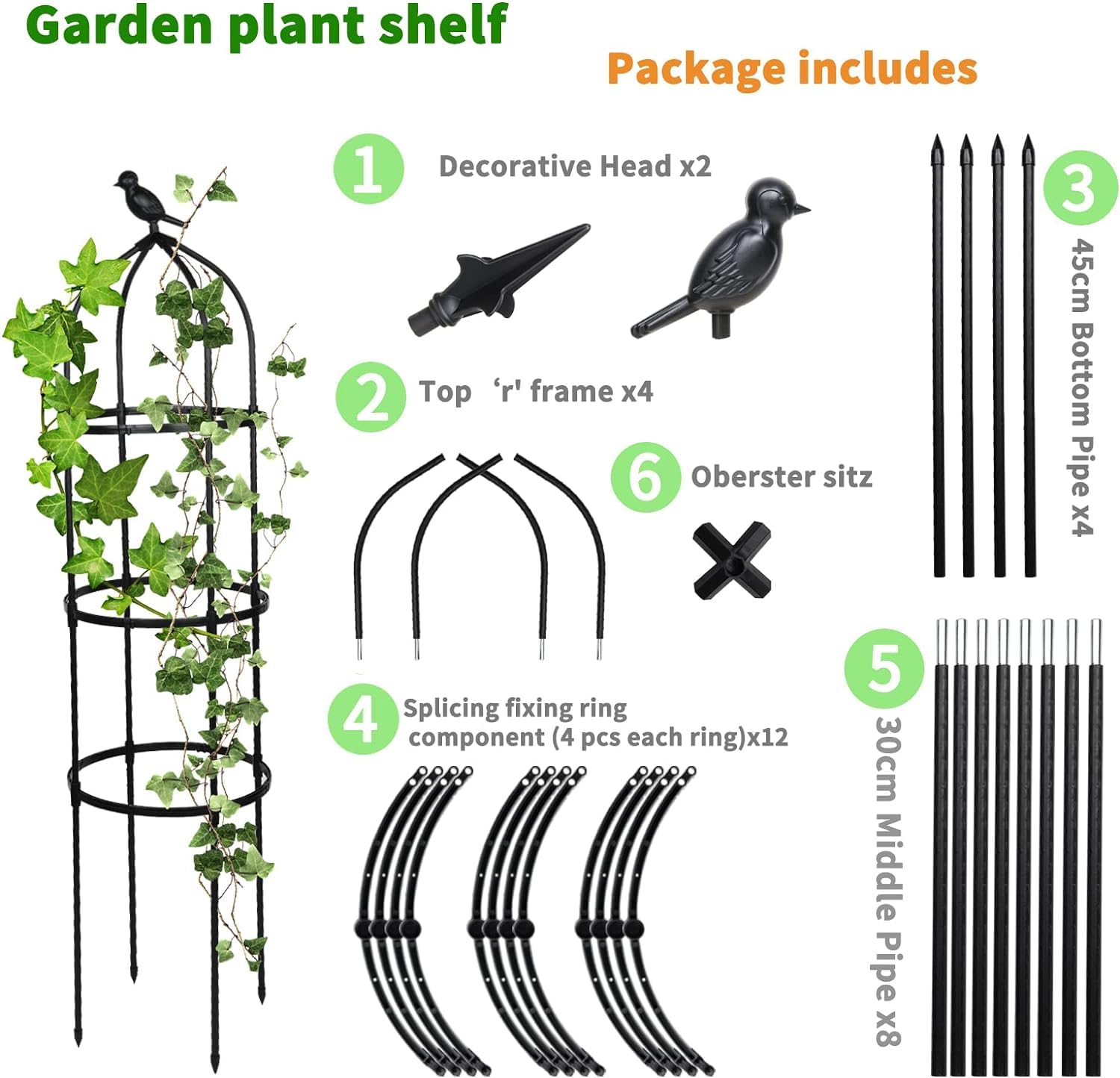 Garden Trellis for Climbing Plants Outdoor, 6ft Tall Plant Trellis Support for Potted Plants Climbing Vine Rose Clematis Vegetable Cucumber Trellis, Garden Obelisk Trellis