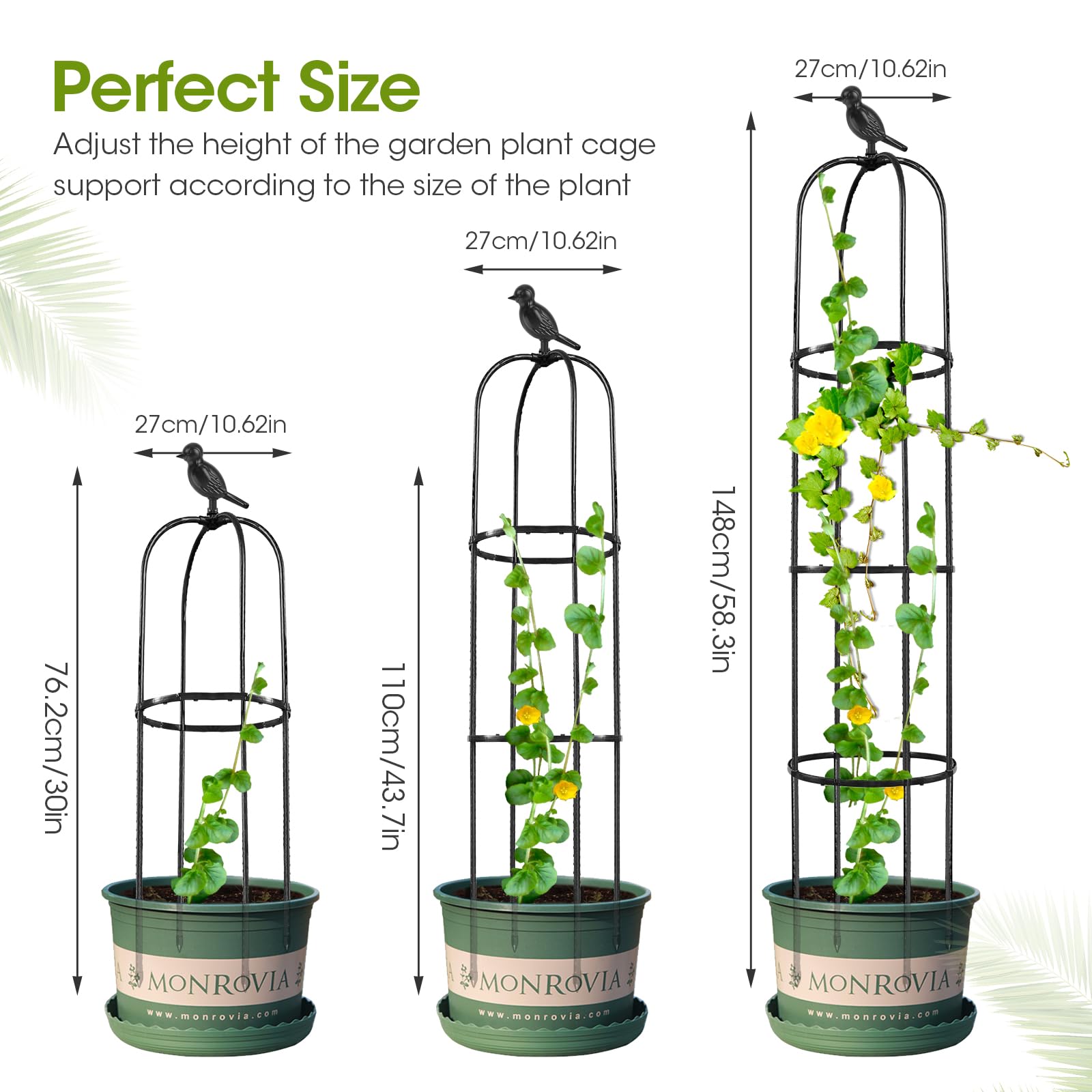 Garden Trellis for Climbing Plants Outdoor, 6ft Tall Plant Trellis Support for Potted Plants Climbing Vine Rose Clematis Vegetable Cucumber Trellis, Garden Obelisk Trellis