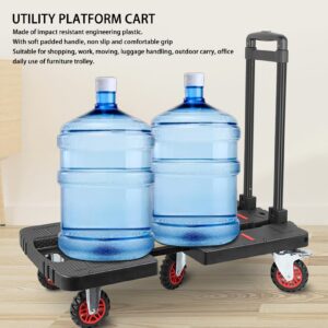 Folding Hand Truck with Rubber Wheels and Retractable Handle, 264lbs Capacity, Portable Dolly Cart for Transportation, Luggage, Mobile, Travel, Office Use