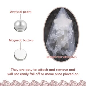 24 Sets Wedding Veil Weights Magnetic Pearls- 0.4 Inch Bridal Veil Weights Magnetic Double-sided Artificial Pearls for Wedding Bridal Decoration