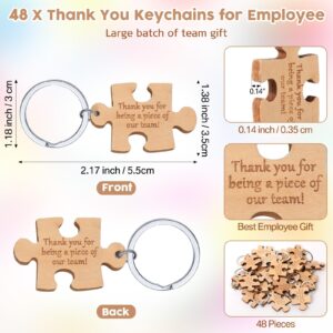 Ecation 48 Sets Teamwork Appreciation Gifts Wooden Puzzle Keychains Employee Staff Inspirational Cards Bags Team Thank You Gifts