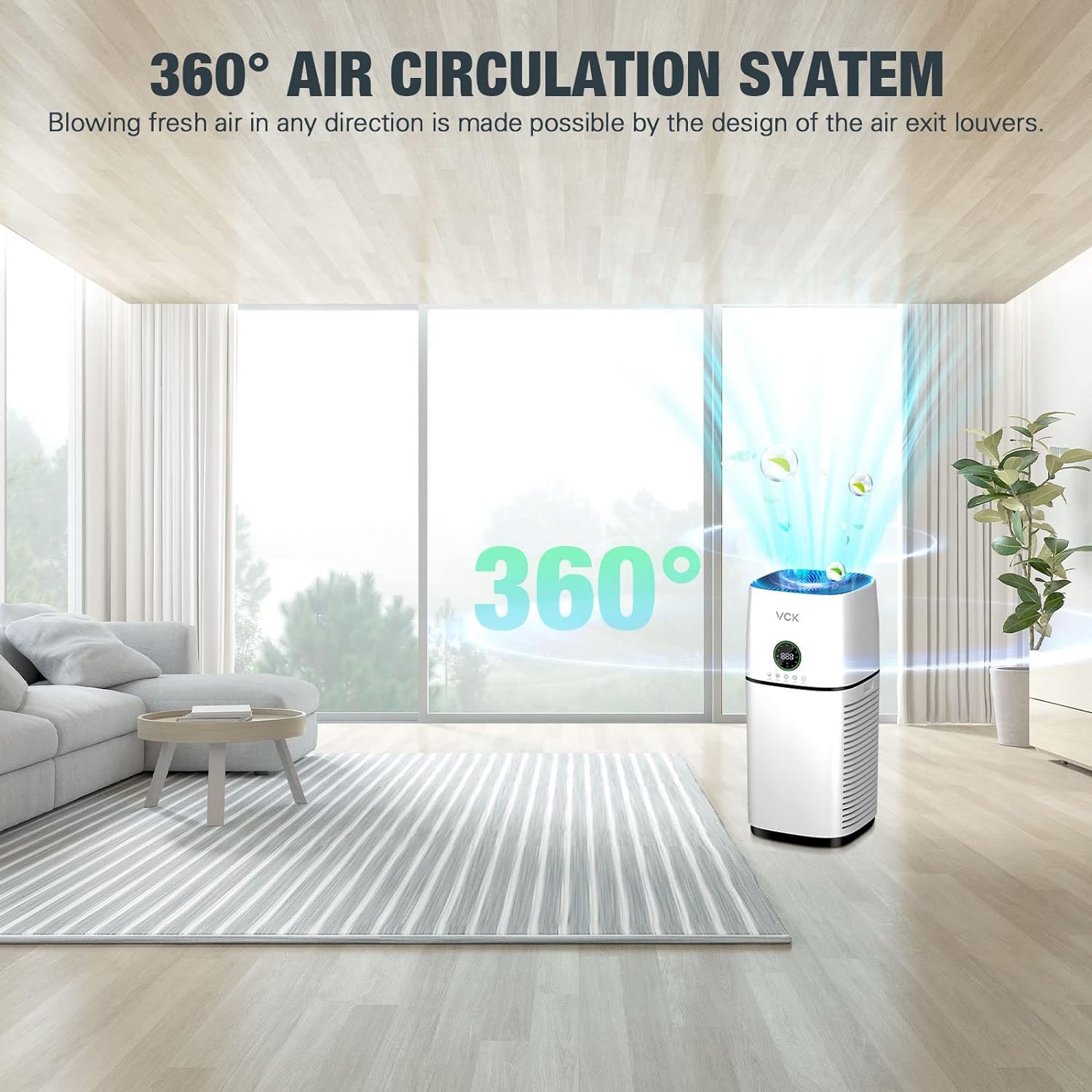 Air Purifier with H14 True HEPA Filter and PM2.5 Monitor, Quiet Air Purifier CARD up to 500 for Home Bedroom Large Room