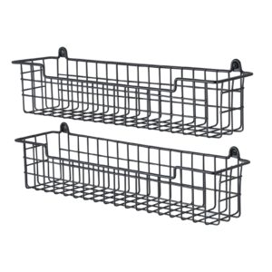 guukar spice rack organizer wall mount, spice organization storage shelf for cabinet door, 2 packs wall spice rack saving space for kitchen, black