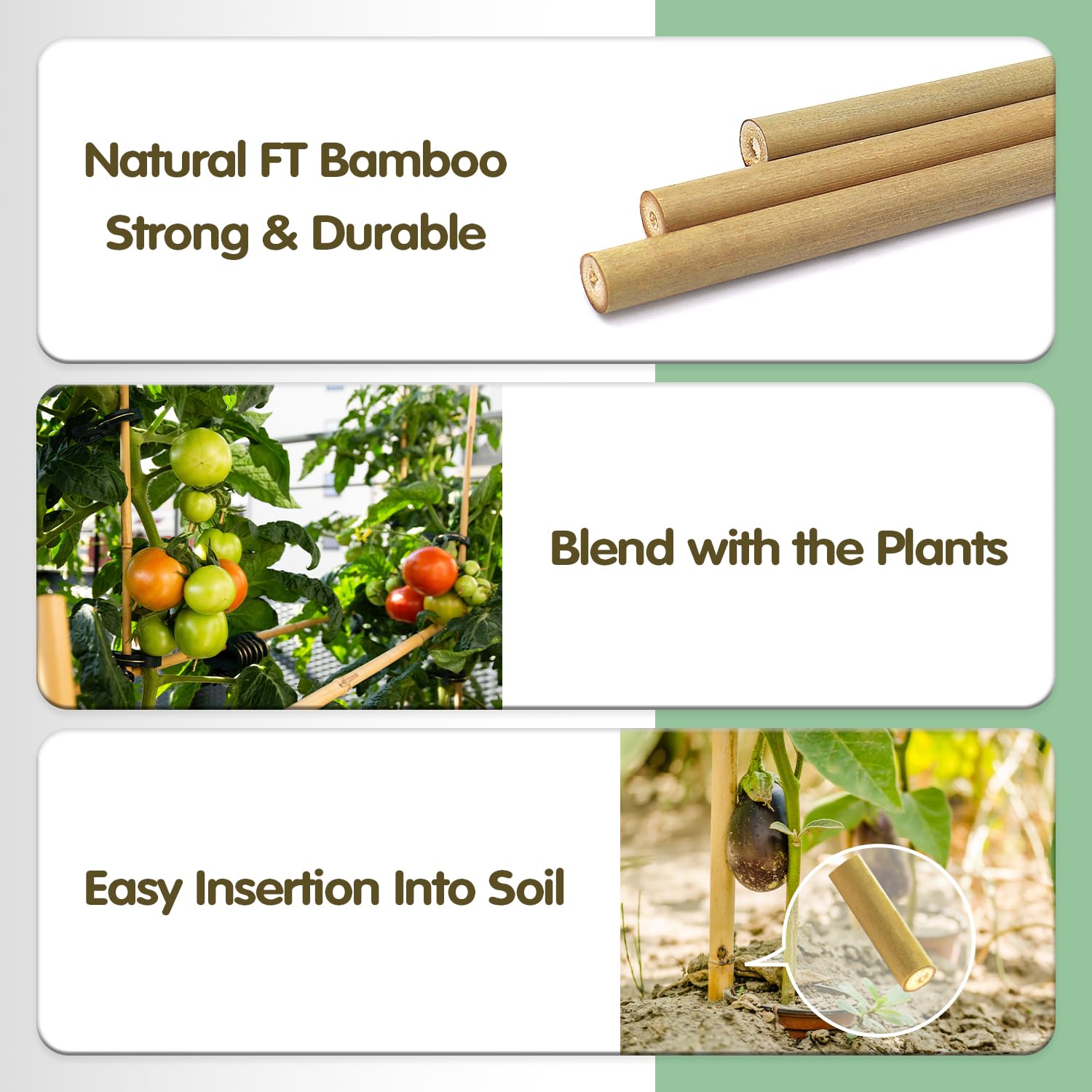 Bamboo Stakes,4FT Natural Bamboo Garden Stakes,BOVITRO 25Pcs Bamboo Plant Stakes,Bamboo Sticks for Tomato,Beans,Vegetable and Climbing Plants