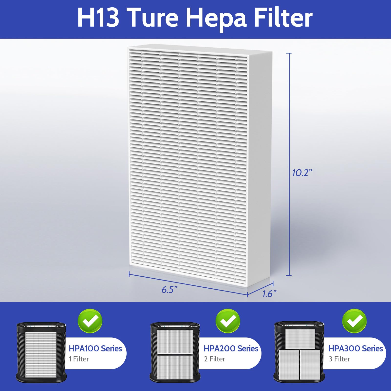 XBGG 6 Pack HPA300 HEPA Filter Replacement for Honeywell Air Purifiers HPA300 Filters, Compatible HPA300 HPA304 HPA200 HPA3300/B HPA5300 HPA8350, Replace HRF-R3 & HRF-AP1 Filter (6 HEPA+8 Pre-Filter)