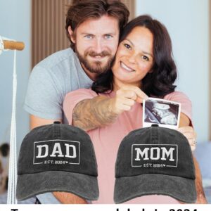 Waldeal Funny Dad Mom Est 2024 Hat, Gifts for New Parents, New Mom and Dad Hats, Embroidered Adjustable Baseball Cap