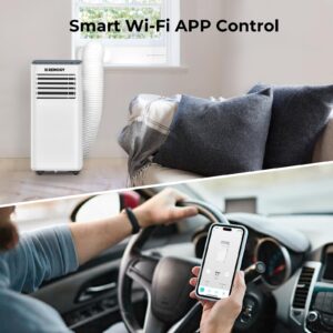 Renogy 8,000 BTU Portable Air Conditioners, WiFi Enabled, Remote Control, Cooling, Dehumidifier, Fan & Sleep Modes 4-in-1 Portable AC, Cools Up To 300 sq. ft, White