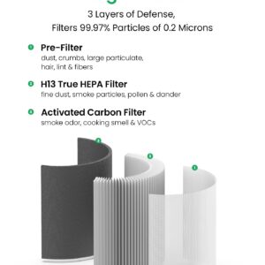 A1 Air Purifier Filters Compatible with VEWIOR Air Purifier A1 A1W HQSC-50 HQKJ-80, AMEIFU AP01W, KOIOS HQKJ-50 & Tailulu PUR0003, 3-in-1 Filter H13 True HEPA Air Purifier Replacement Filter, 1 Pack