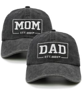 waldeal funny dad mom est 2024 hat, gifts for new parents, new mom and dad hats, embroidered adjustable baseball cap