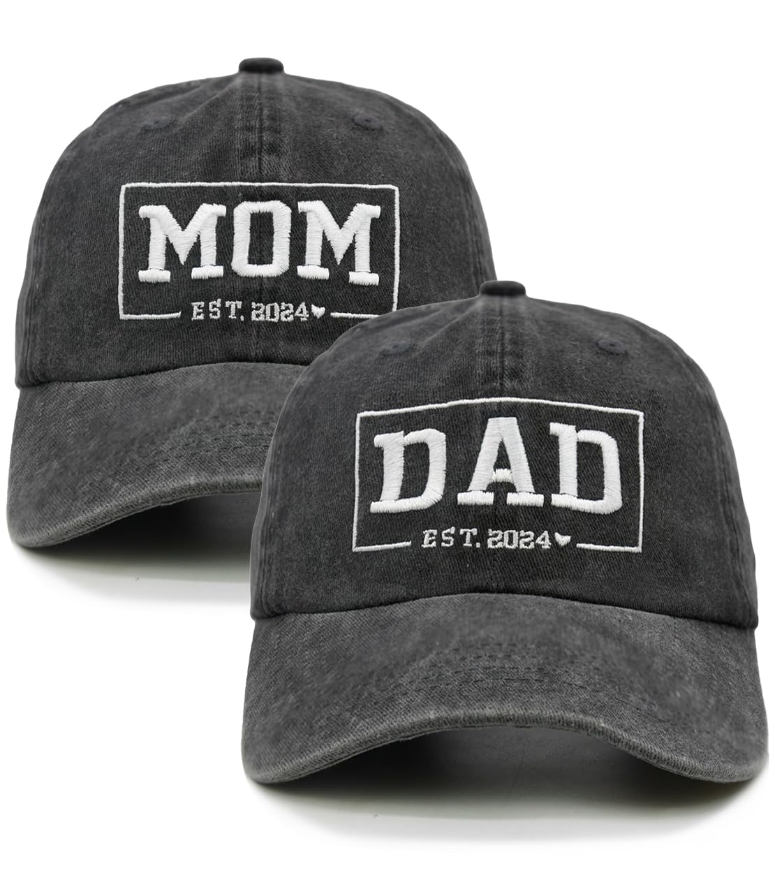 Waldeal Funny Dad Mom Est 2024 Hat, Gifts for New Parents, New Mom and Dad Hats, Embroidered Adjustable Baseball Cap