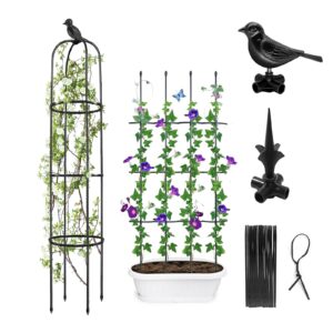 garden trellis for climbing plants outdoor, 6ft tall plant trellis support for potted plants climbing vine rose clematis vegetable cucumber trellis, garden obelisk trellis