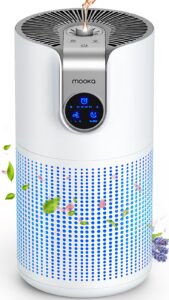 air purifiers for home large room up to 1500ft² with aromatherapy, mooka hepa air purifier for bedroom pets kitchen, air filter cleaner for smoke pollen dust dander odor, 15db, m03, white